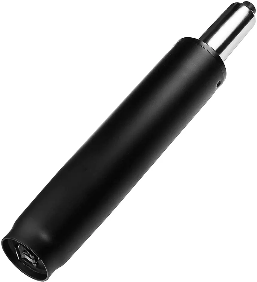 A replacement gas lift cylinder for an office chair, the black pneumatic tube with its piston extended.