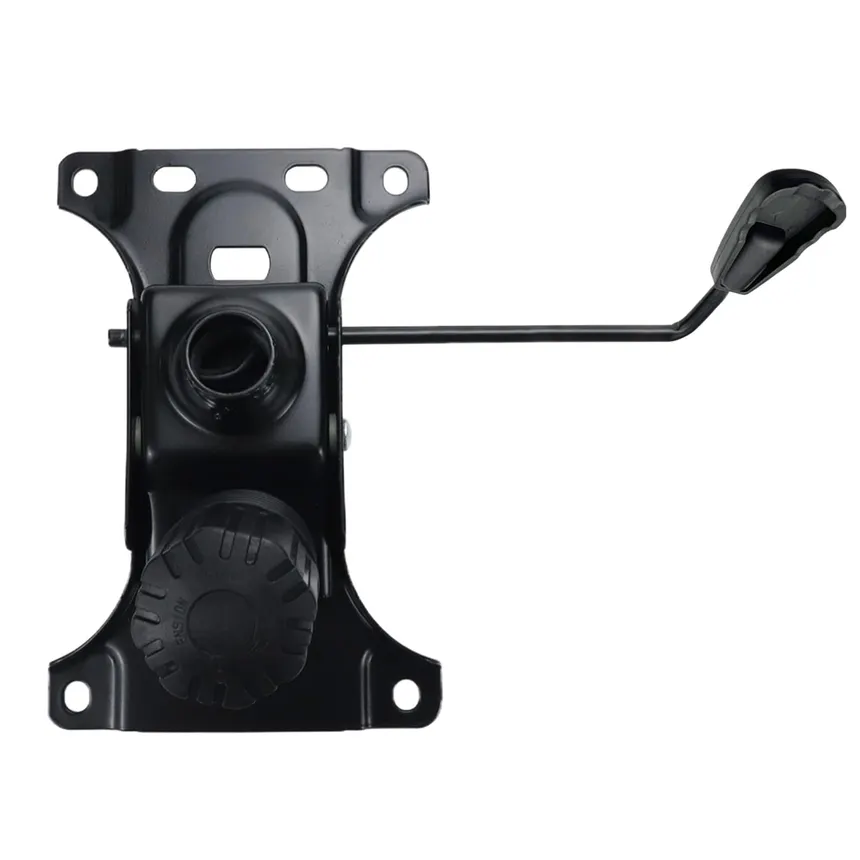 A steel tilt mechanism, the seat plate that bolts under the cushion and carries the adjustment lever.